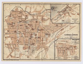 1914 Original Antique City Map Of CLERMONT-FERRAND / Auvergne / France - £16.94 GBP