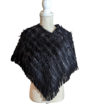 VTG Kemp Blair Womens Gray Mohair Wool Blend Fringe Poncho Cape Scotland OS - £53.72 GBP