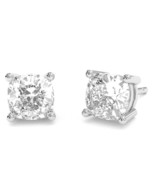 White Topaz 6mm Cushion Stud Earrings in 10k White Gold - $279.00