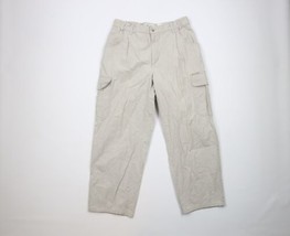 Vintage Columbia Mens 32x28 Distressed Spell Out Wide Leg Cargo Pants Beige - £31.12 GBP