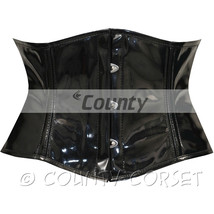Mini Shaper Cincher Waspie Full Steel Boned Fetish Black PVC Vinyl Corse... - $47.98