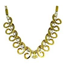 Vintage Elegant Swirl Link Necklace Women Fashion Clear Rhinestones 14&quot; - 16&quot; L - £6.29 GBP