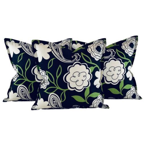 Primary image for 3 Pc Pillow Covers Premier Prints MM Designs Black Cream Green Botanical Floral
