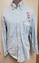 Universal Studios Vintage Denim Men&#39;s Shirt Size Small Cat In The Hat WORN ONCE - £25.31 GBP