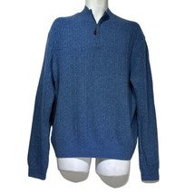 hickey freeman 1/4 zip blue wool cashmere angora sweater Size L - $44.54