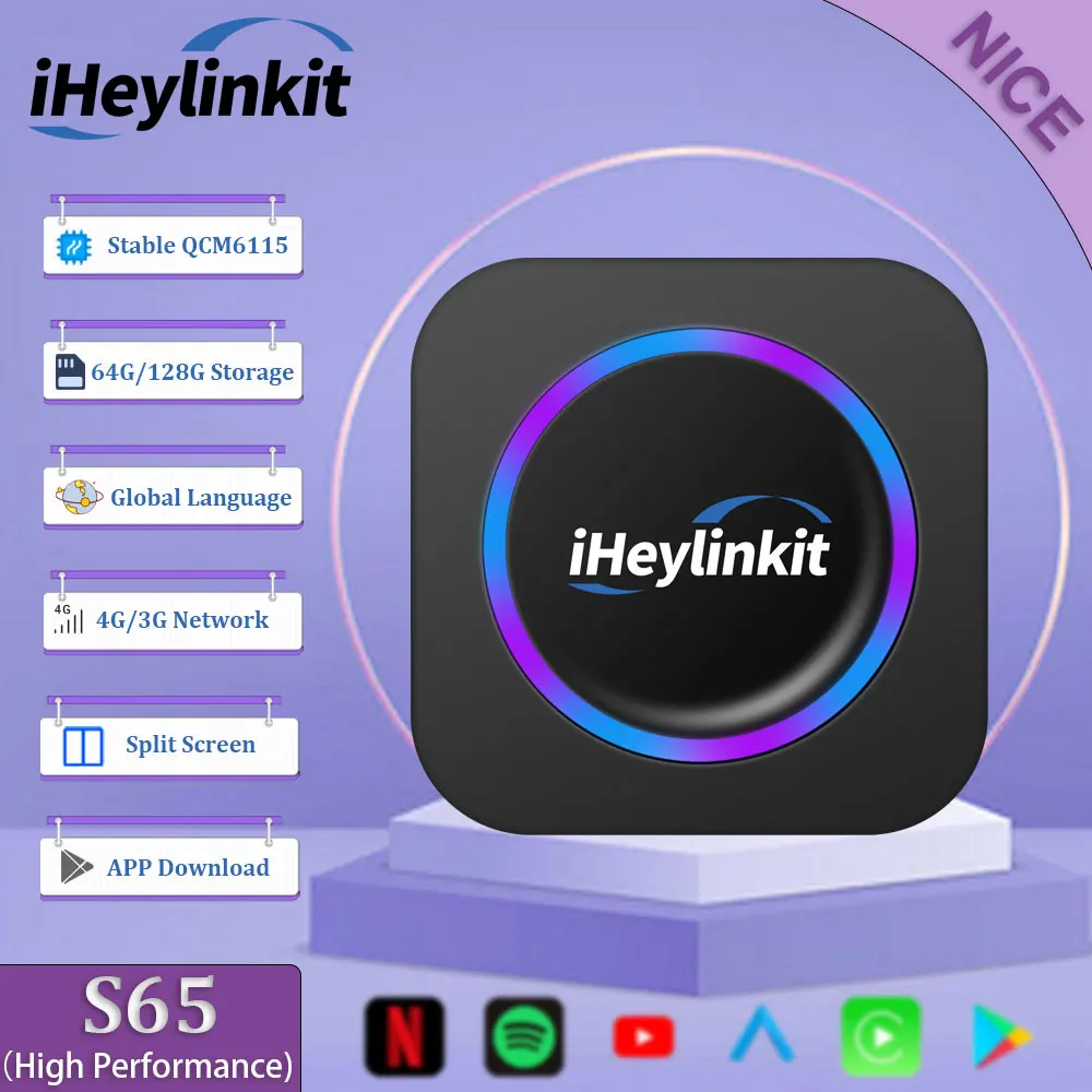 iHeylinkit S65 AI Box QCM6115 Android 13 Wireless CarPlay Android Auto 128GB for - £179.13 GBP+