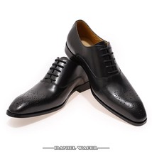 Italian Shoes Men Leather Buckle Strap Business Office Black Shoes Lace Up Brocu - £98.46 GBP