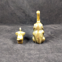 Brass Elephant Figurines Set of 2 Lucky Trunks Upward 4in and 2in Tall Gift Idea - £12.69 GBP