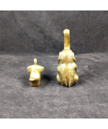 Brass Elephant Figurines Set of 2 Lucky Trunks Upward 4in and 2in Tall G... - £12.58 GBP