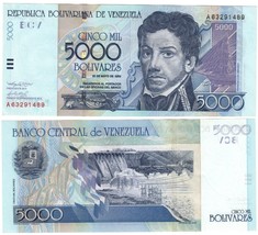 Venezuela Banknote 5.000 bolivares 25-5-2000 UNC Pick # 84a currency,pap... - $7.51