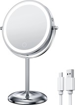 Gospire Rechargeable Lighted Makeup Mirror 7&quot;, 1X/10X Double-Sided Magnifying - £41.76 GBP