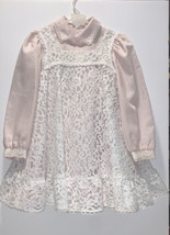 Vintage Ruth of Carolina Toddler Dress Baby Girl Pale Pink Lace Sz 4 - £19.77 GBP