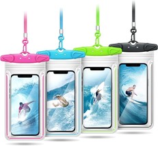 Waterproof Phone Pouch, 4-Pack IPX8 Waterproof Phone Lanyard Case up to 6.8&quot; - £10.66 GBP