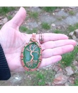 Tree of Life pendant, green sea glass, copper wire, Handmade Necklace - $708.01 MXN