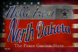 Hello From North Dakota Novelty Metal Postcard - £12.71 GBP