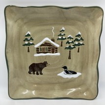 4 Lodge Sonoma Home Square Dinner Plates Cabin Trees Bear Pine Tre Loon 11 1/4&quot; - £62.09 GBP