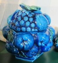 Vintage Mood Indigo  blue fruit  cookie jar - £57.43 GBP