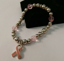 Breast Cancer Awareness Bracelet with Pink Ribbon Charm NWOT - £20.50 GBP