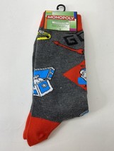Planet Sox Adult Grey Red Crew Knit Monopoly Board Game Graphic Socks O/... - $5.20