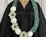 Graduation Money Lei Flower Deep Green &amp; White Roses Four Braided Ribbons - $69.30