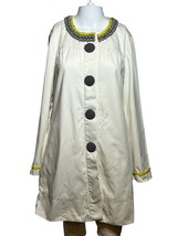 Boden Overcoat Jacket Women&#39;s Size 12 Large Ivory Canvas Bohemian NOTES - £17.65 GBP