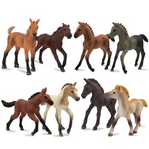 8Pcs 3-4&quot; Horse Figurines Toy Set, Realistic Detailed Plastic Pony Figures Foal  - £31.16 GBP