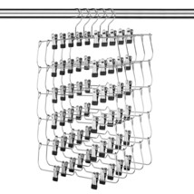 Metal Hangers 6 Tier With Chrome Finish | Space-Saving Skirt With Clips For Wome - £41.11 GBP