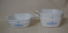 VTG Corning Ware P-43-B Petite Cornflower blue P-41-B 1 3/4 Cup dish set 4 Lot - £19.37 GBP