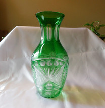 Large Green Cut to Clear Vase # 20458 - £74.31 GBP