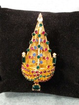 Vintage Signed Joseph Warner Christmas Tree chandelier Pin Brooch - £59.27 GBP