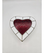 Vintage Red Stained Glass Heart Trinket Box - $46.56