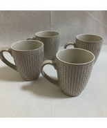 Set of 4 Brandani Stoneware Mugs Cream with Raised Beige Dots and Dashes... - £19.81 GBP