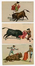 3 Bull Fight Postcards 1907 La Puntilla Quiebro De Rodillas Salto Del Tr... - £14.02 GBP