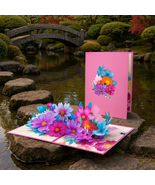 Flower garland pop-up greeting card 15cm x 20cm UK sales only - $10.00