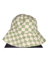 Rubi Light Green Checkered Cotton Bucket Hat ONE Size - £14.94 GBP