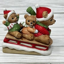 HOMCO Christmas Bears On Sleds #5306 Porcelain Figurine - £10.10 GBP