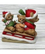HOMCO Christmas Bears On Sleds #5306 Porcelain Figurine - £10.10 GBP