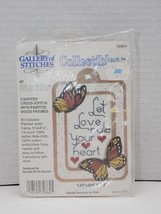 VTG Bucilla Gallery Of Stitches Painted Frame Butterfly &quot;Let Love Rule&quot; NOS - £7.85 GBP