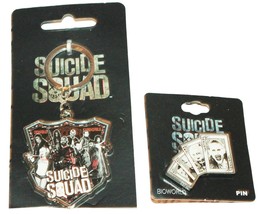 2 Lot - Vintage DC Comics Suicide Squad Keychain + Pin - Harley Quinn Joker Etc - £9.41 GBP