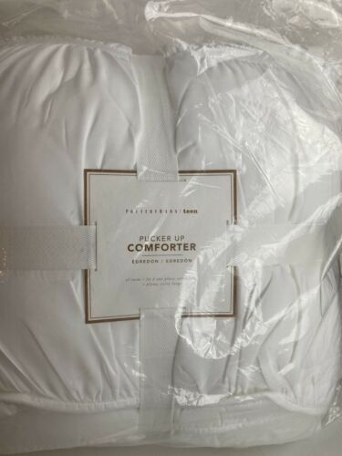 New Pottery Barn Teen One Twin XL Pucker Up Comforter White Bead Spread  - $70.08