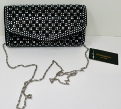 D&#39;Margeaux New York Black Bejeweled Checkered Rhinestone Evening Bag Clu... - $34.64