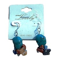 Natural Stone Dangle Earrings Turquois Coral Lapis Jasper Modern Fashion Jewelry - $19.87