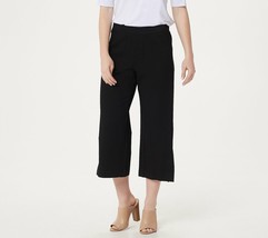 H by Halston Ultra Knit Cropped Wide-Leg Pants with Front Vent Black Plus 20 - £7.56 GBP