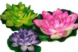 Floating Fabric Colorful Water Lilies Lotus 3 Pack Pond Decor, Shade &amp; S... - $19.75