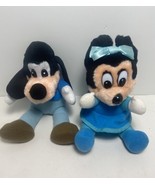 Vintage Disney Baby Goofy &amp; Minnie Mouse 7&quot;In Plush Stuffed Animals Mice - $11.65