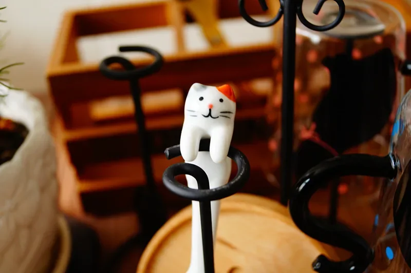 Ins Ceramic Coffee Mug Hanging Ear Mixing Scoop Ice Cream gray eared cat - €5,35 EUR