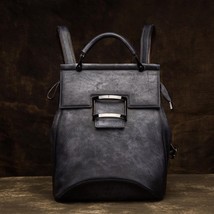 2022 New Retro Leather Bag Solid Color Backpack Handmade Cowhide Large Capacity  - £100.52 GBP