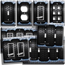 Black Tires Diamond Metal Light Switch Outlet Wall Plates Car Shop Garage Decor - £9.58 GBP+