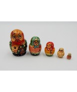 Russian Nesting Dolls Musical Family Cat Mouse Set of 5 Signed 2-1/4 Inch - $21.99