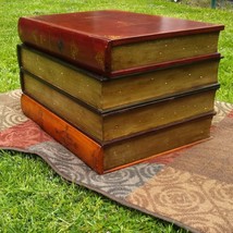 Stacked Italian Leather Books Coffee Console Table - Maitland Style Drawer - £672.65 GBP